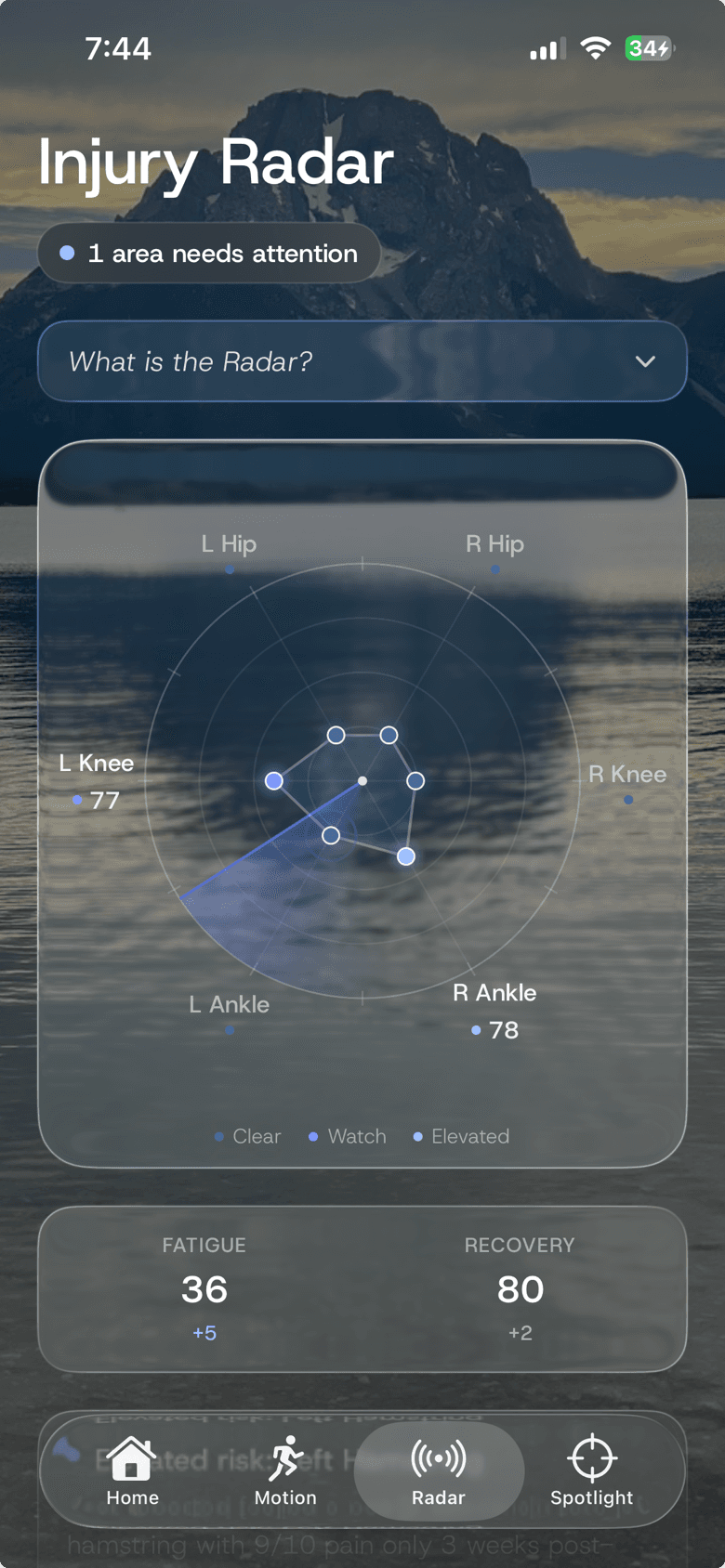 Jeani iPhone app — Injury Radar